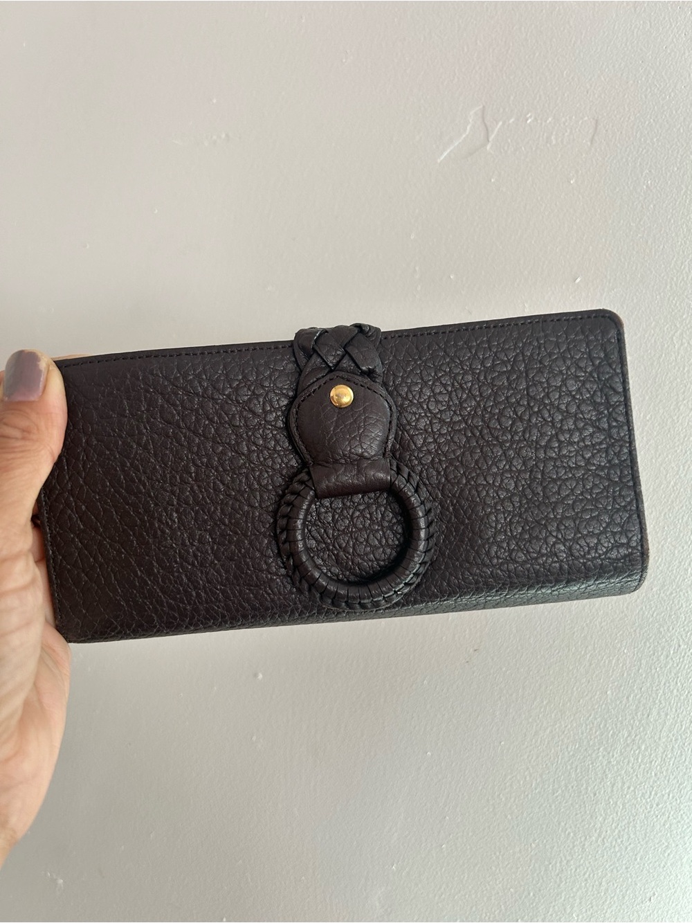 Michael Kors Black Textured Leather Ring-Detail Card & Key Holder